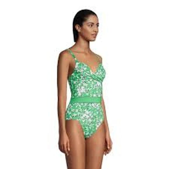 Draper James Lands End One Piece Swimsuit Bathing suit Women 16 Green NEW Swim - Picture 1 of 11